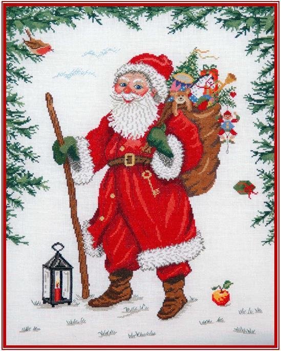 Weihnachtsmann - Draußen vom Walde - Kreuzstich - Stickvorlage zum Sticken