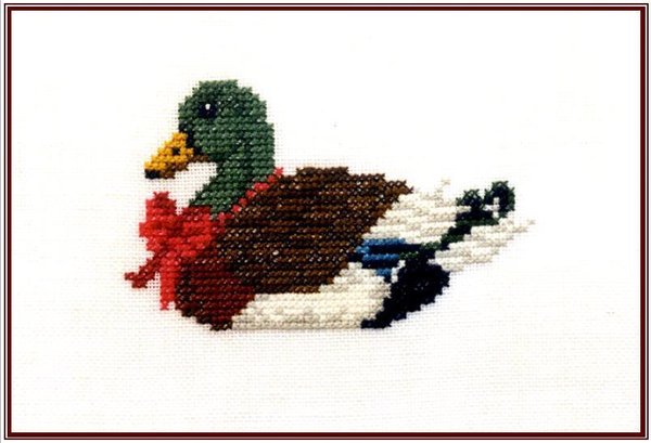 Ente mit Schleife  Kreuzstich - Stickvorlage zum Sticken
