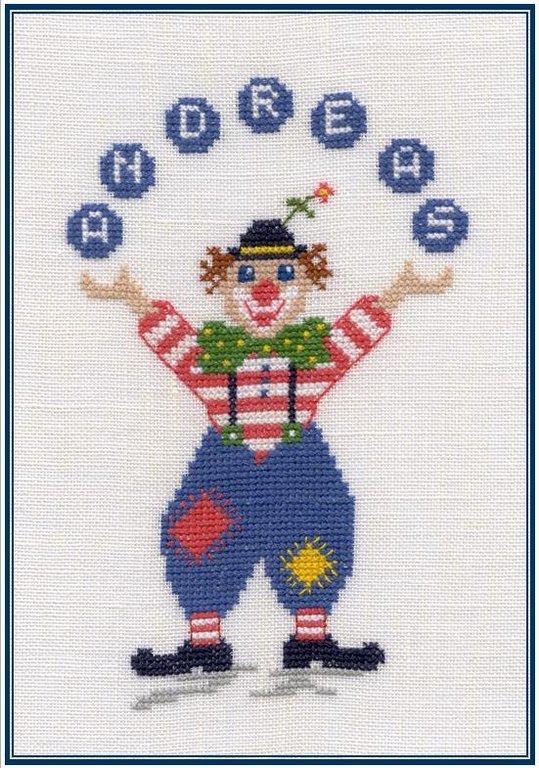 Clown Gustav - Kreuzstich - Stickvorlage zum Sticken