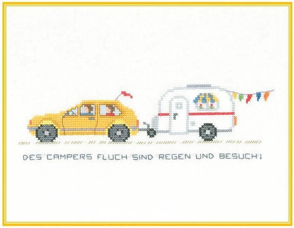 Polo mit Wohnwagen  Kreuzstich - Stickvorlage zum Sticken