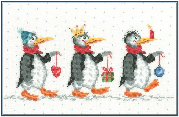 Die Heiligen 3-Pinguine  Stickpackung  Kreuzstich