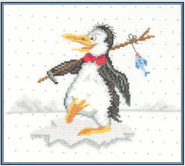 Pauli, der Pinguin - Kreuzstich - Stickvorlage zum Sticken