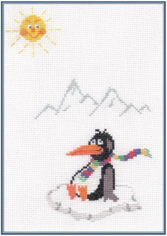 Pinguin am Südpol  Kreuzstich - Stickvorlage zum Sticken