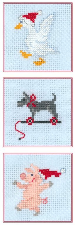 Mini 71 Weihnachtsgans - Spielzeughund - Weihnachtsschwein - Kreuzstich - Stickvorlage