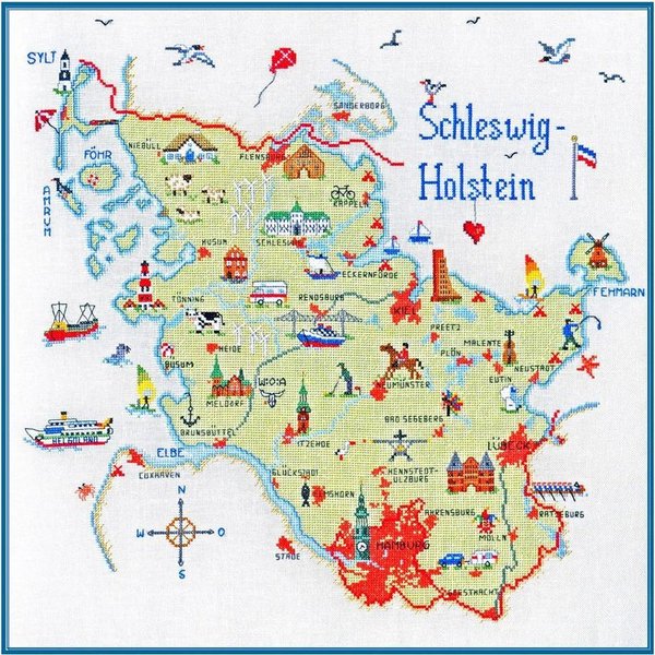 Schleswig-Holstein - Kreuzstich - Stickvorlage zum Sticken