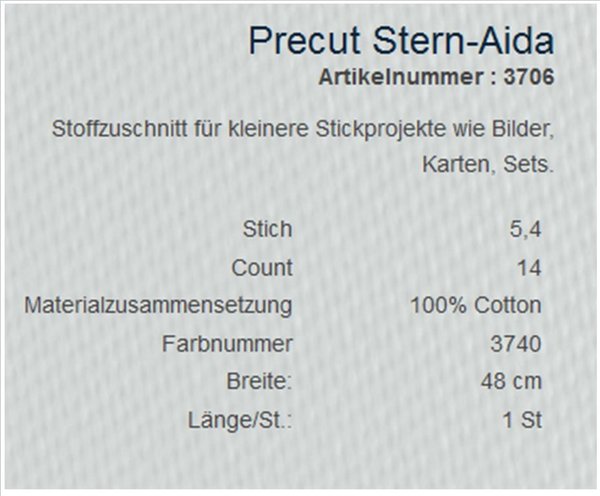 Stern-Aida 3706 Breite 110 cm Farbe 3740