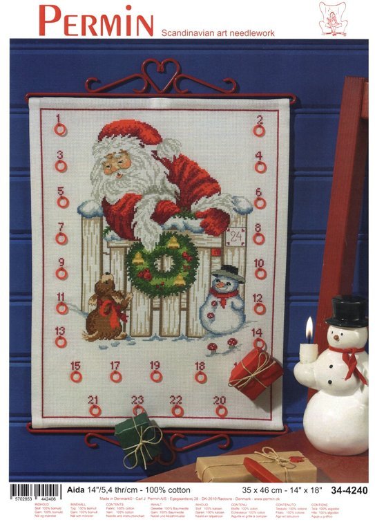 Adventskalender Weihnachtsmann - Permin Stickpackung