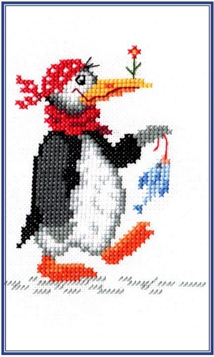 Pinguin Jan  Kreuzstich - Stickvorlage zum Sticken