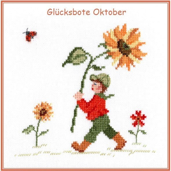 Glücksbote Oktober - Kreuzstich - Stickvorlage