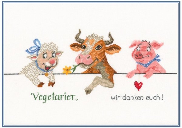 Freunde der Vegetarier  Kreuzstich - Stickvorlage zum Sticken